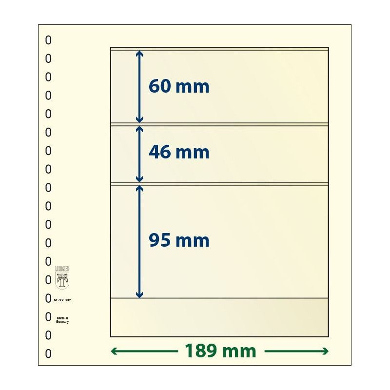 Feuille neutre Lindner-T à 3 bandes. (802 302)