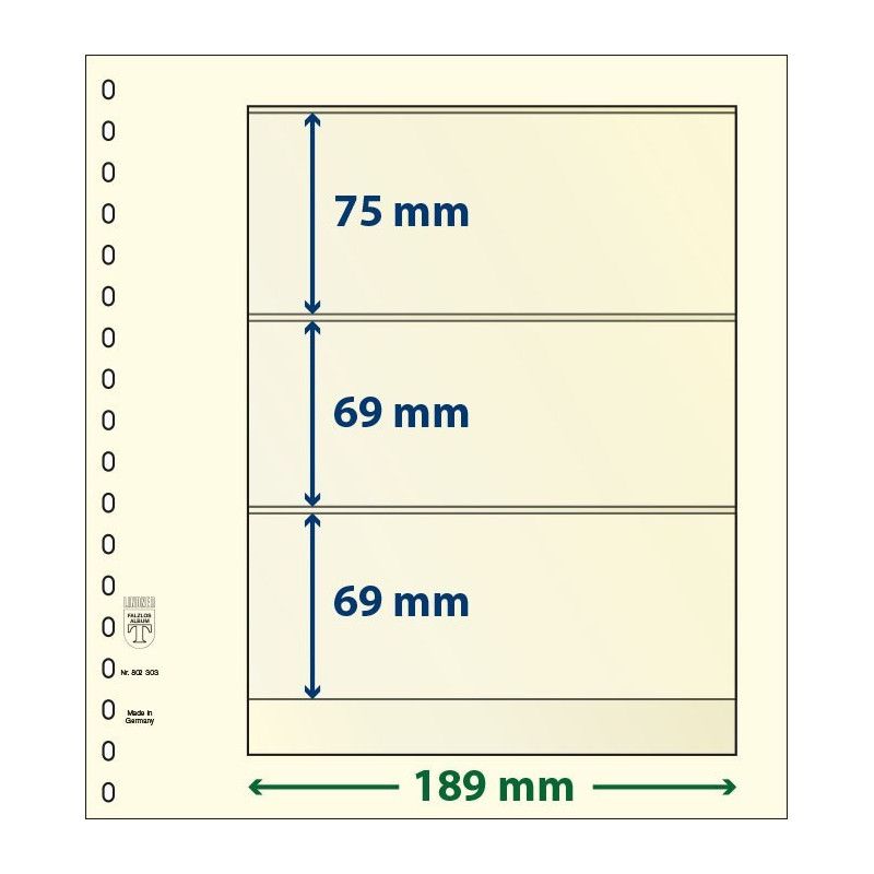 Feuille neutre Lindner-T à 3 bandes. (802 303)