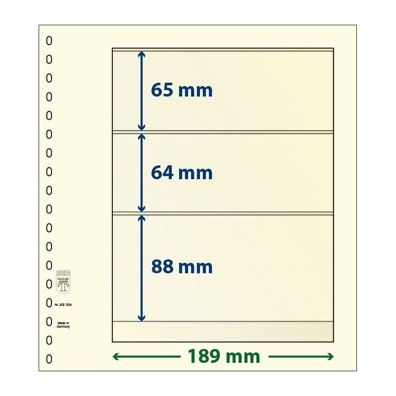 Feuille neutre Lindner-T à 3 bandes. (802 304)