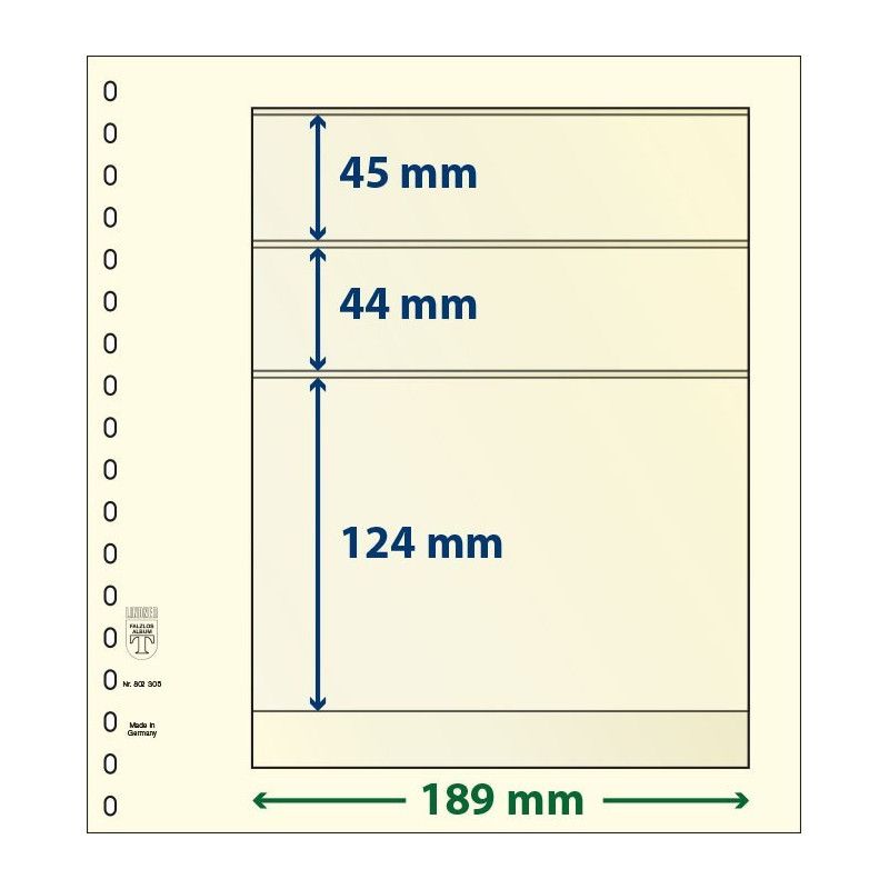 Feuille neutre Lindner-T à 3 bandes. (802 305)