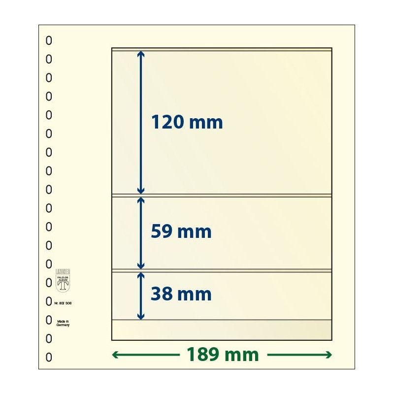 Feuille neutre Lindner-T à 3 bandes. (802 306)