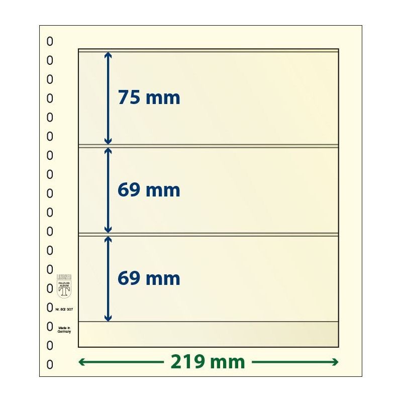 Feuille neutre Lindner-T à 3 bandes. (802 307)