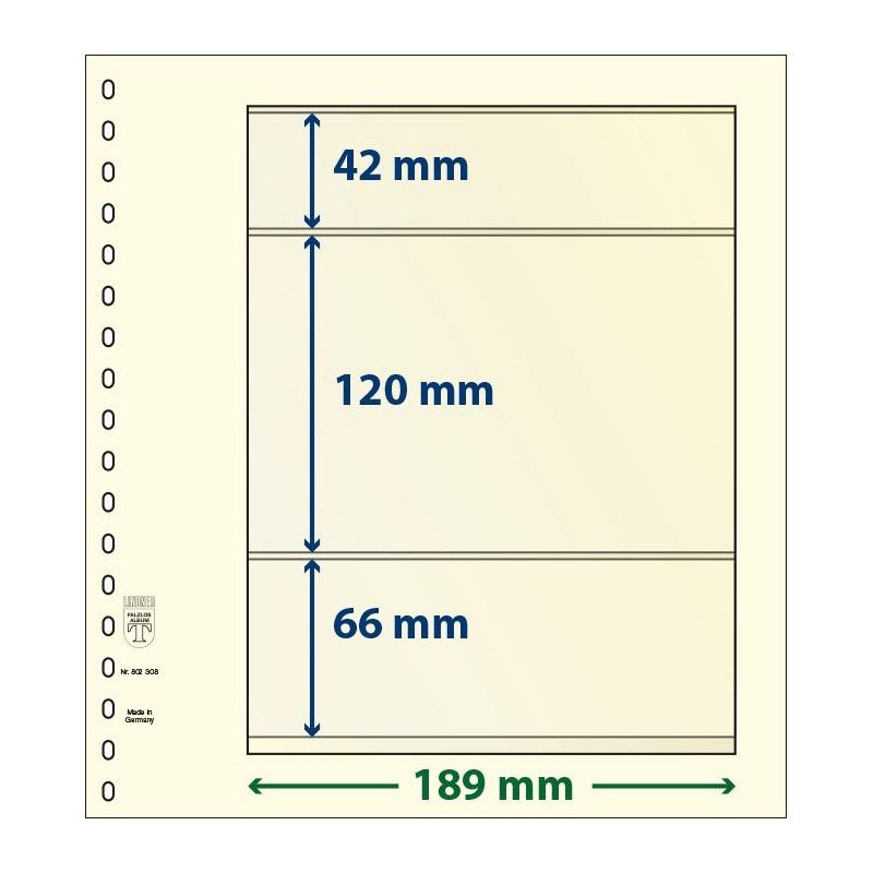 Feuille neutre Lindner-T à 3 bandes. (802 308)