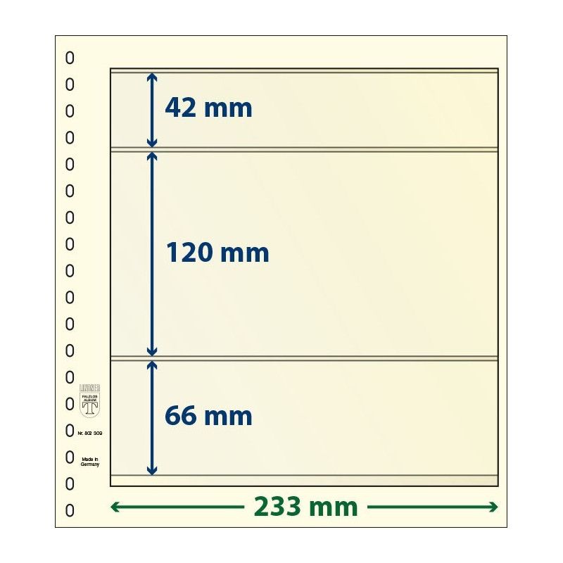 Feuille neutre Lindner-T à 3 bandes. (802 309)