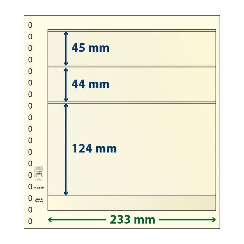 Feuille neutre Lindner-T à 3 bandes. (802 311)