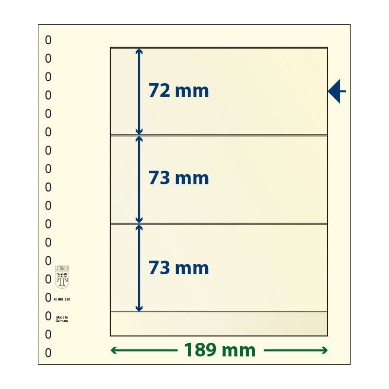 Feuille neutre Lindner-T à 3 bandes. (802 320)