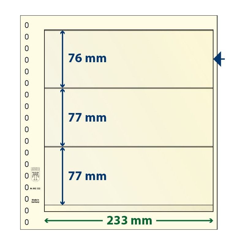 Feuille neutre Lindner-T à 3 bandes. (802 322)