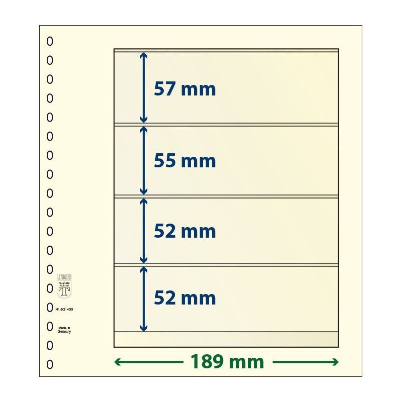 Feuille neutre Lindner-T à 4 bandes. (802 400)