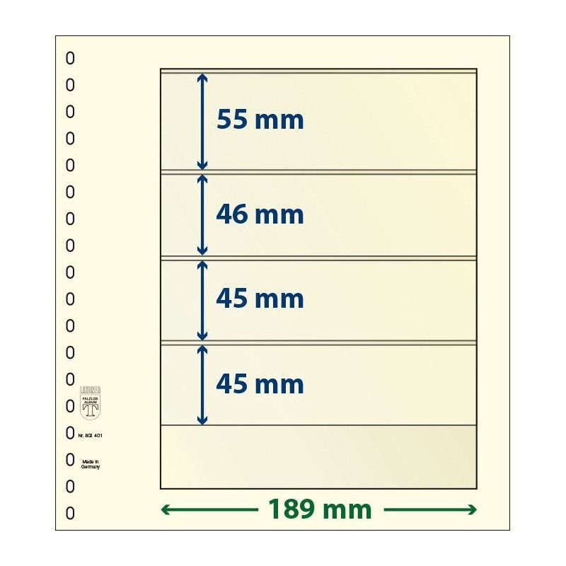 Feuille neutre Lindner-T à 4 bandes. (802 401)