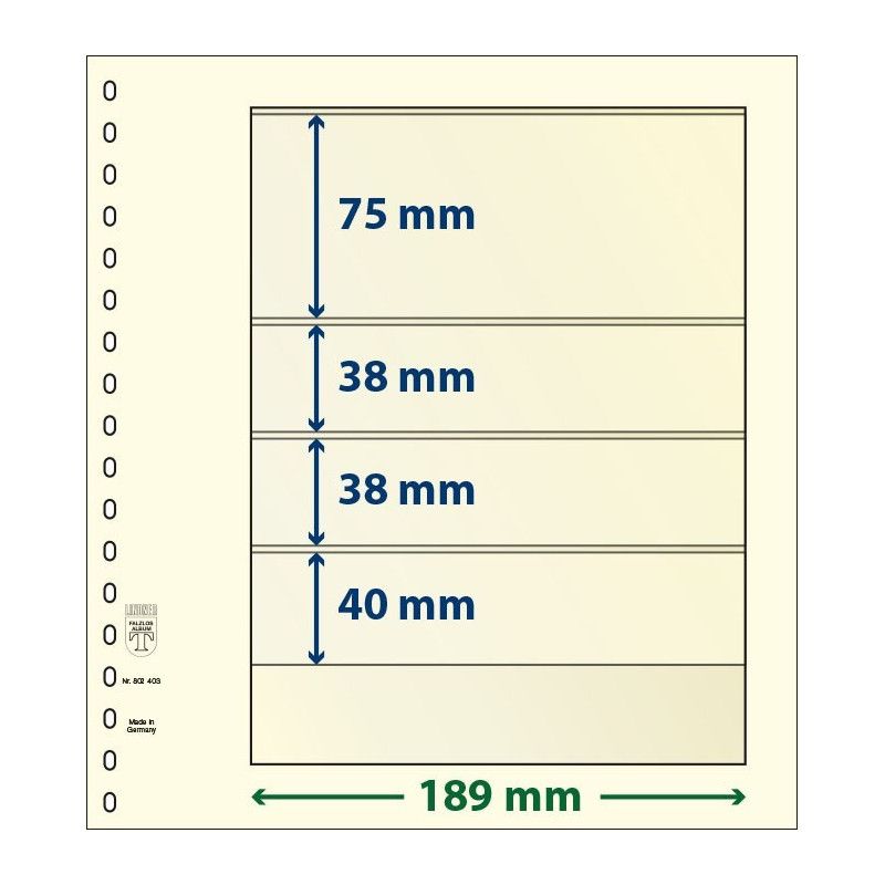 Feuille neutre Lindner-T à 4 bandes. (802 403)