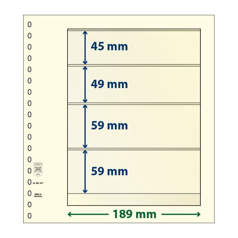 Feuille neutre Lindner-T à 4 bandes. (802 407)