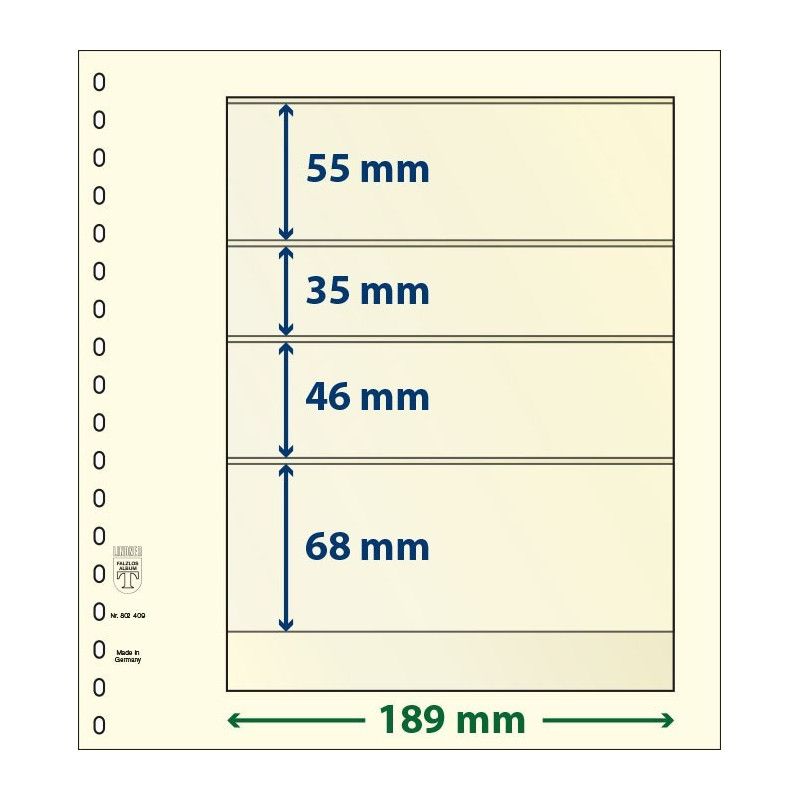 Feuille neutre Lindner-T à 4 bandes. (802 409)