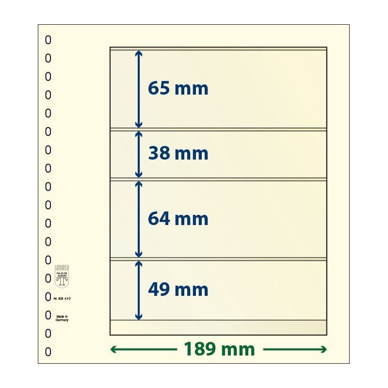 Feuille neutre Lindner-T à 4 bandes. (802 410)