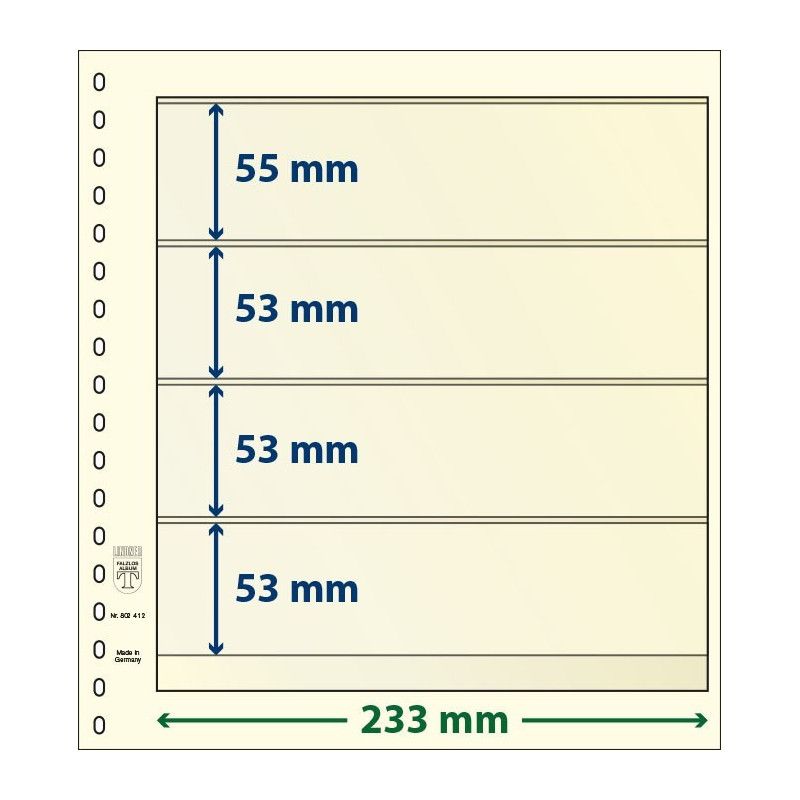 Feuille neutre Lindner-T à 4 bandes. (802 412)