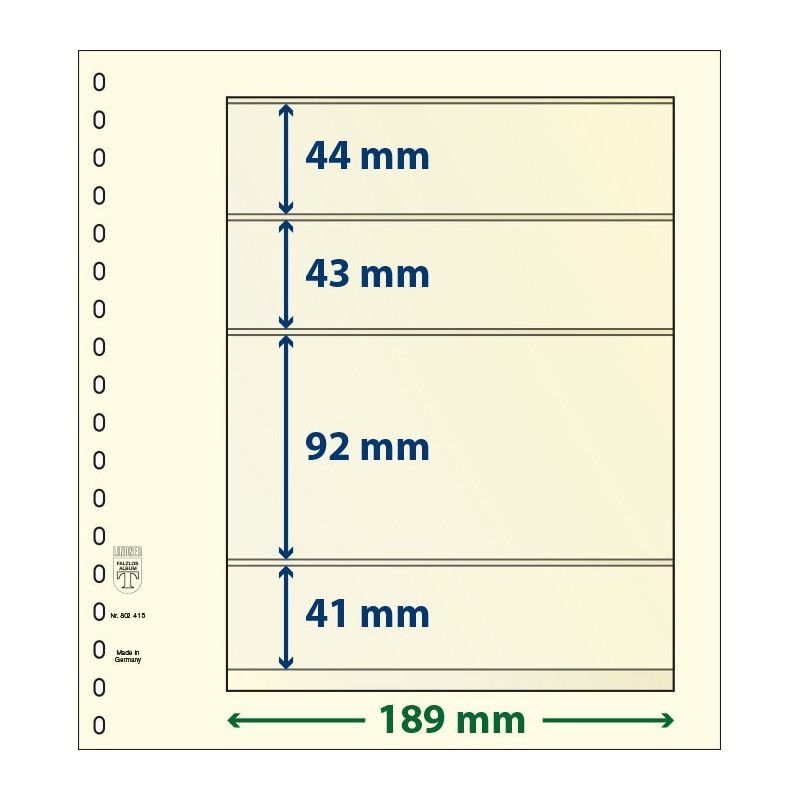 Feuille neutre Lindner-T à 4 bandes. (802 415)