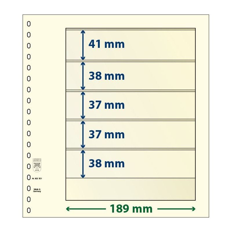 Feuille neutre Lindner-T à 5 bandes. (802 501)