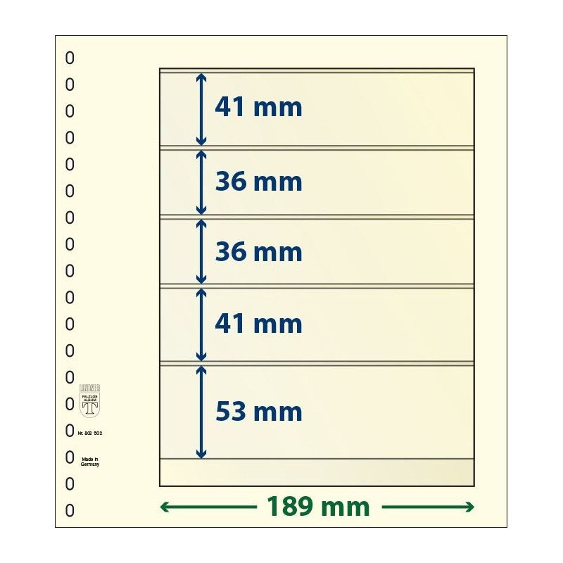 Feuille neutre Lindner-T à 5 bandes. (802 502)