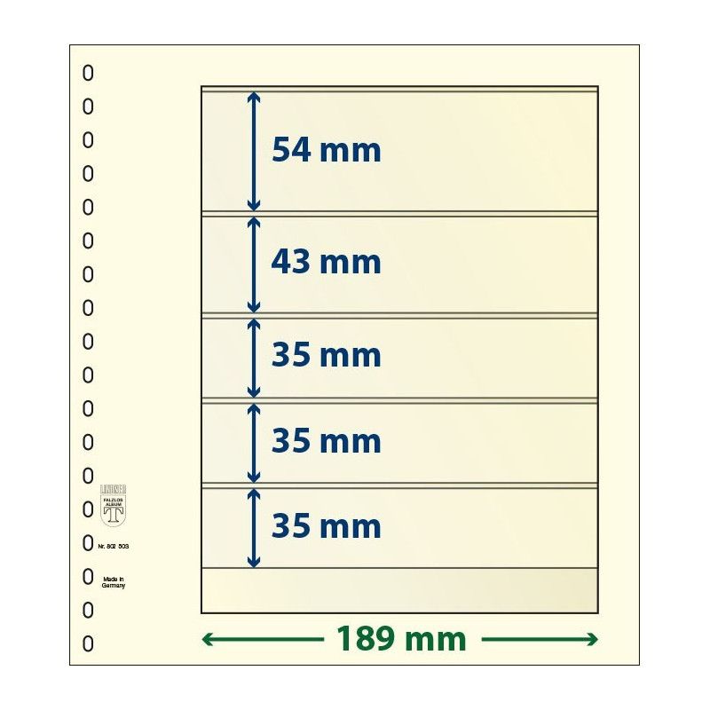 Feuille neutre Lindner-T à 5 bandes. (802 503)