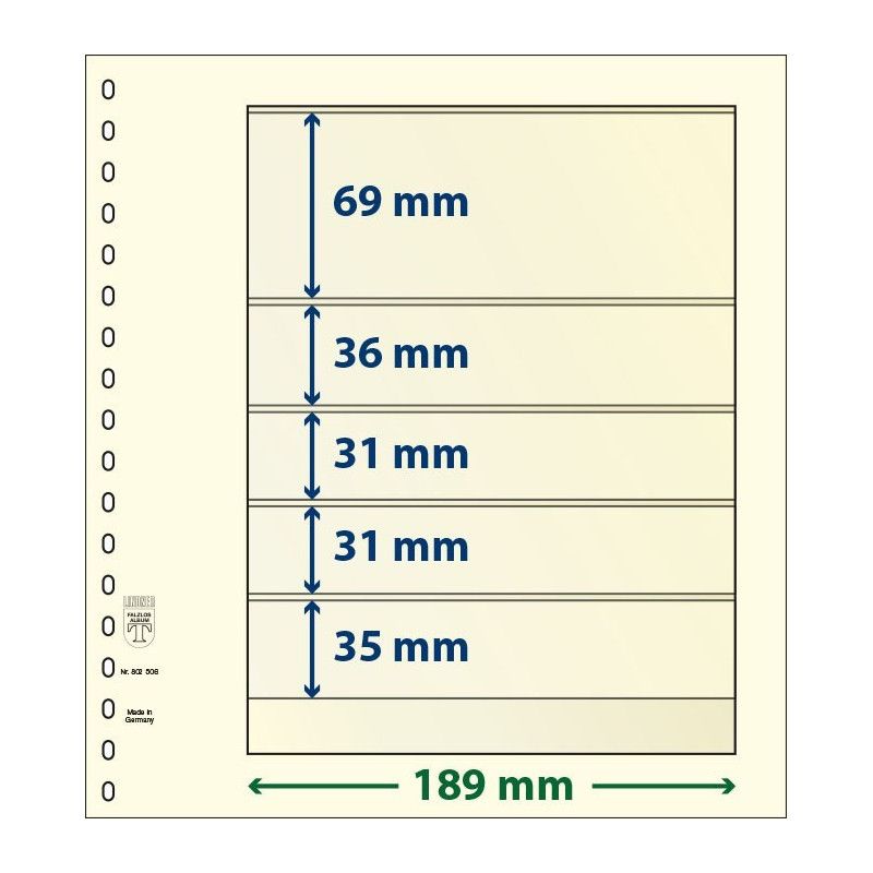 Feuille neutre Lindner-T à 5 bandes. (802 506)