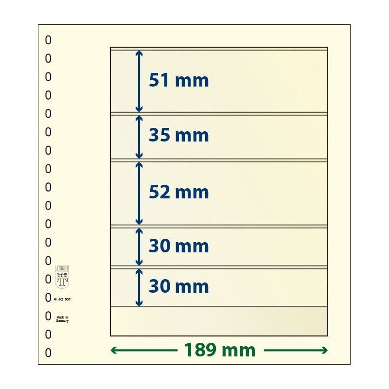 Feuille neutre Lindner-T à 5 bandes. (802 507)