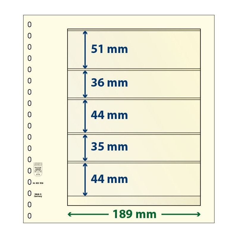 Feuille neutre Lindner-T à 5 bandes. (802 509)