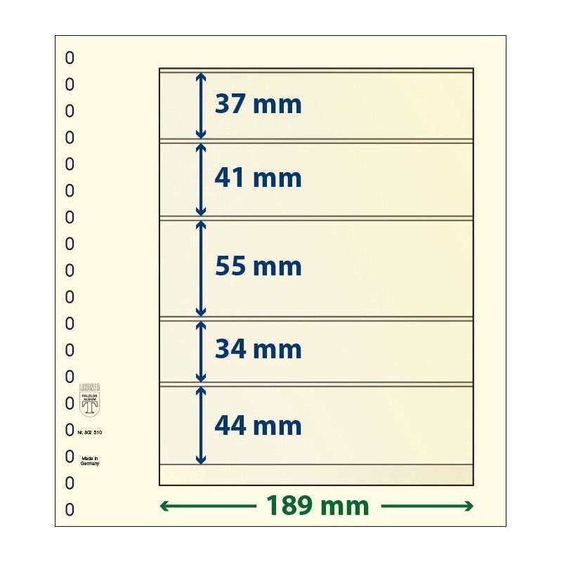 Feuille neutre Lindner-T à 5 bandes. (802 510)