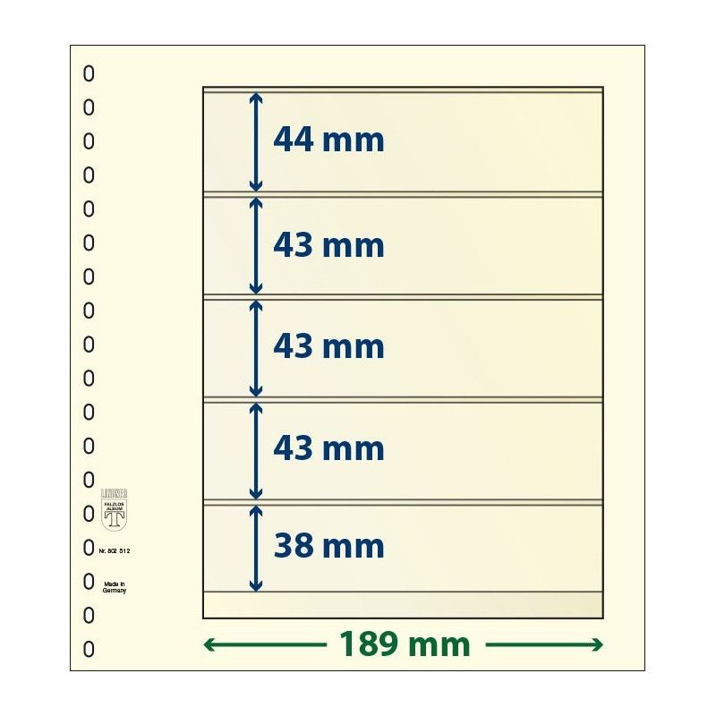 Feuille neutre Lindner-T à 5 bandes. (802 512)