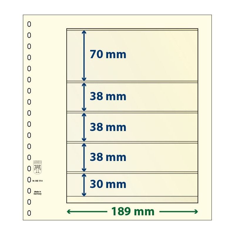 Feuille neutre Lindner-T à 5 bandes. (802 514)