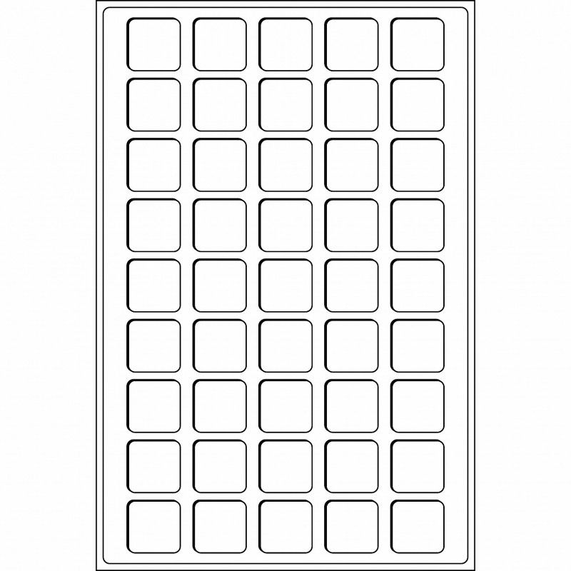 Plateaux numismatiques Leuchtturm format L à 45 cases carrées.