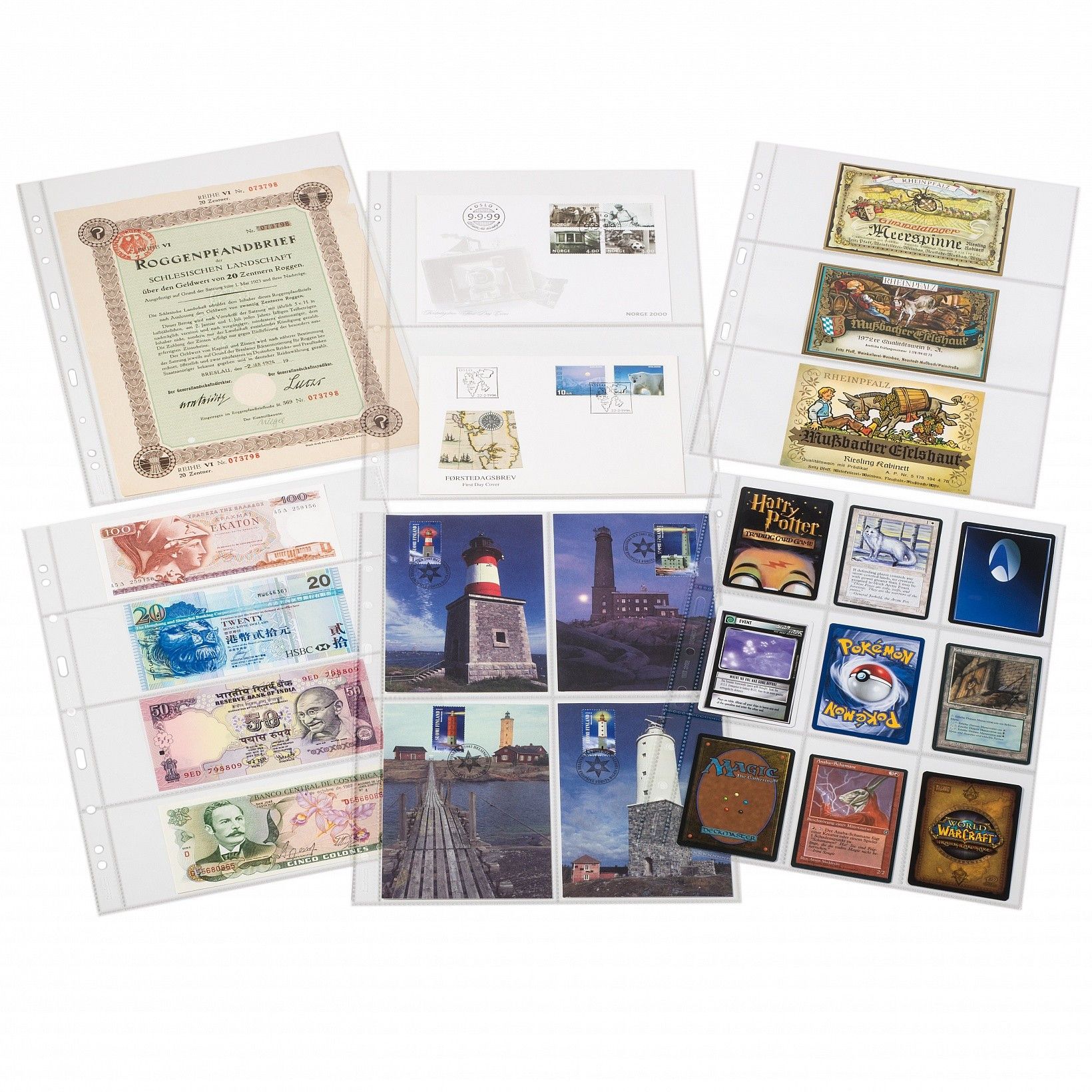 Pochettes de rangement A4, pour 8 cartes postales 10 x 15 cm format  portrait