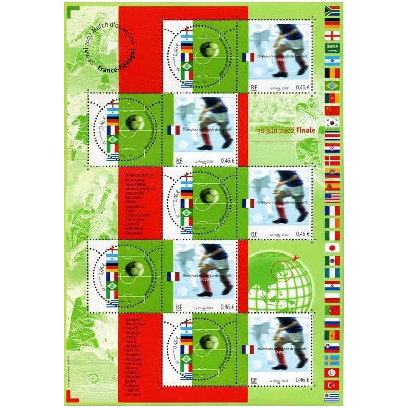 Bloc-feuillet de timbres N°49 Champions du monde de Football neuf**.