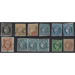 Lot de 10 timbres classiques non dentelés de France.