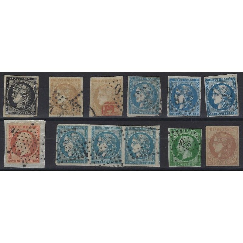 Lot de 10 timbres classiques non dentelés de France.