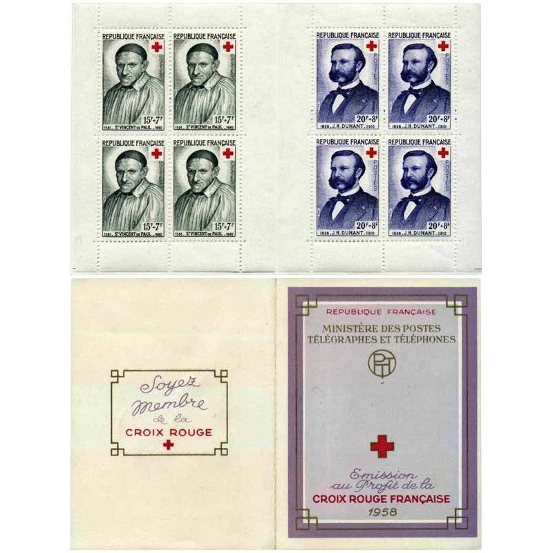 Carnet de timbres Croix-Rouge 1958 neuf**.