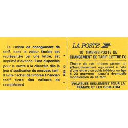 Carnet de 10 timbres autoadhésifs type Marianne de Briat (D).