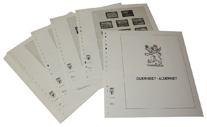 Albums pré imprimées Lindner-T pour collectionner les timbres d’Alderney parus jusqu'à nos jours.