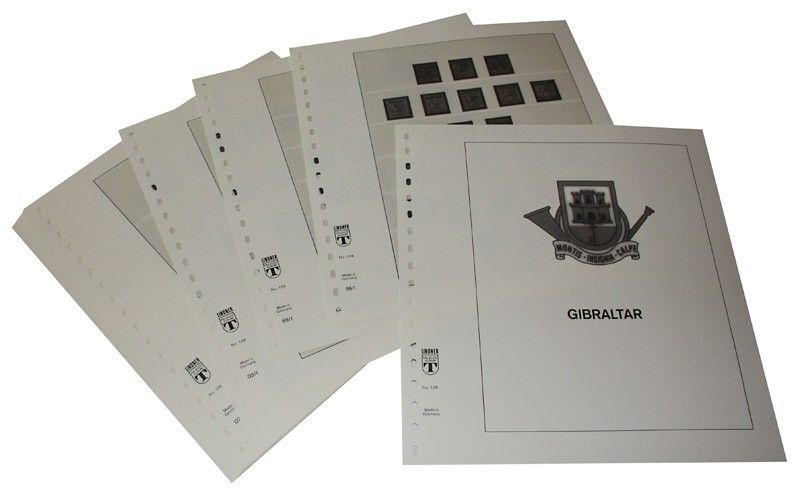 Albums Lindner-T pour collectionner les timbres de Gibraltar.