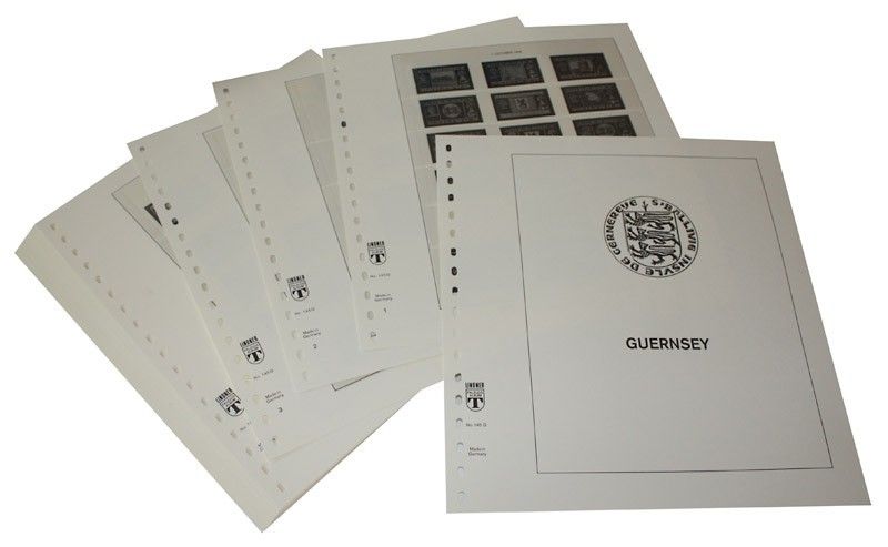 Albums Lindner-T pour collectionner les timbres de Guernesey parus jusqu'à nos jours