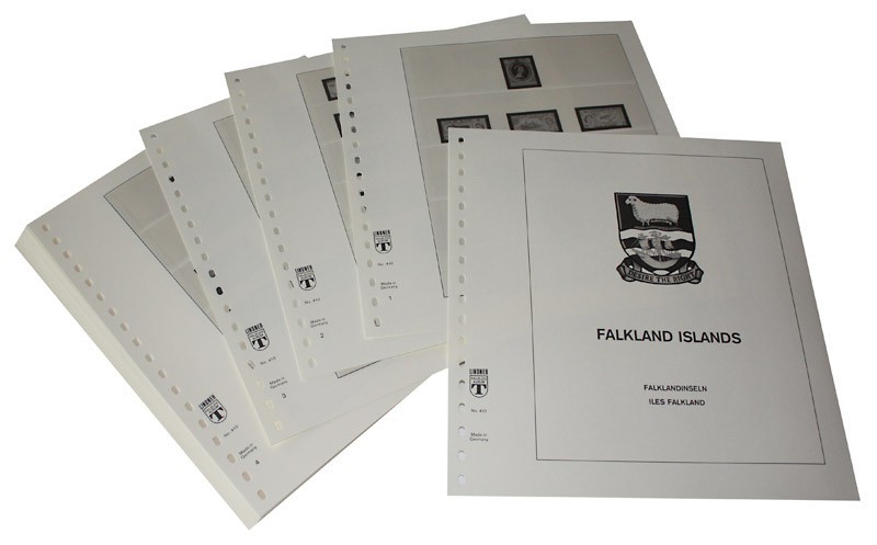 Albums pré imprimées Lindner-T pour collectionner les timbres d’iles Falkland et Dépendances.