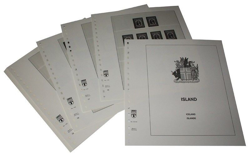 Albums pré imprimées Lindner-T pour collectionner les timbres d’Islande.