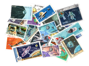Pochettes de timbres thématiques sur l'espace - Cosmos - Astronomie.