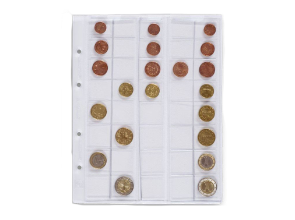 Feuilles numismatiques Optima Leuchtturm pour classer monnaies de collection, monnaiea euro, 2 euro.
