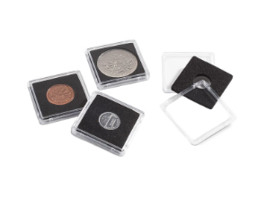Capsules numismatiques carrées Quadrum mini pour monnaies du monde.